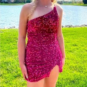 Dark Fuchsia sequin mini dress - XS